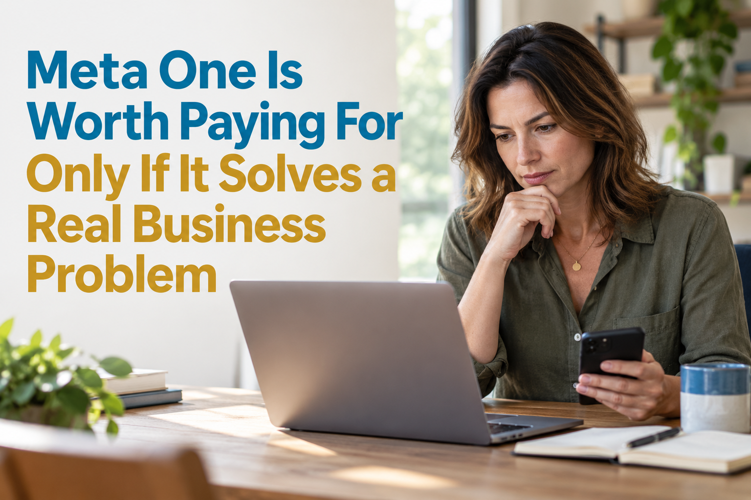 Small business owner deciding whether a Meta One subscription solves a real business problem