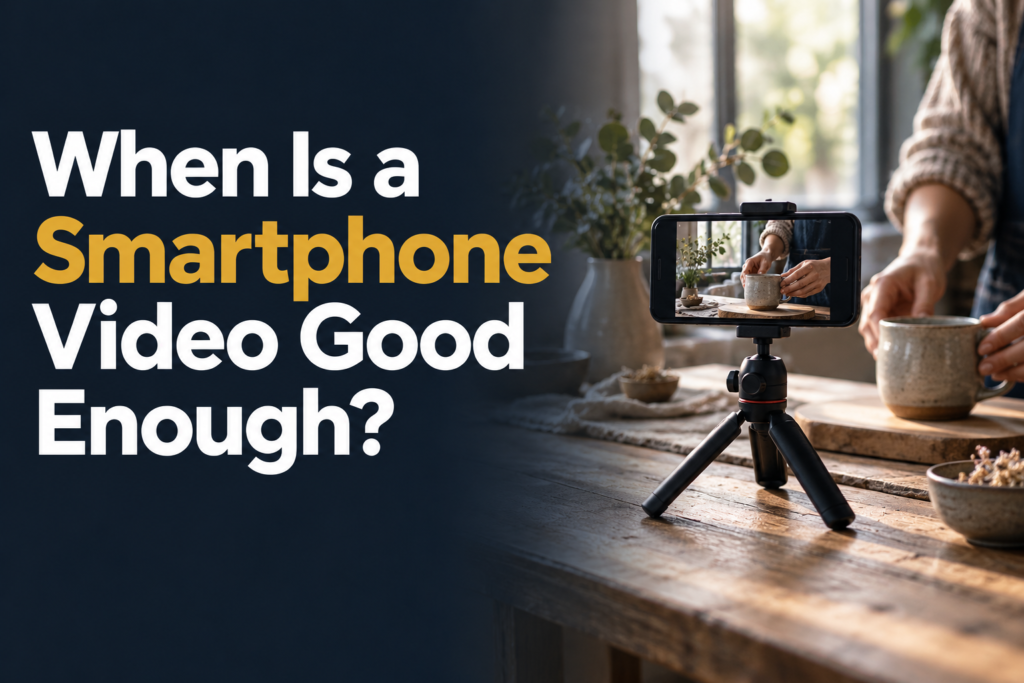 When Is a Smartphone Video Good Enough? A smartphone on a tripod records a pottery demonstration.