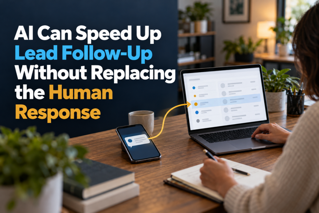 AI-assisted lead follow-up workflow with a human reviewing the response